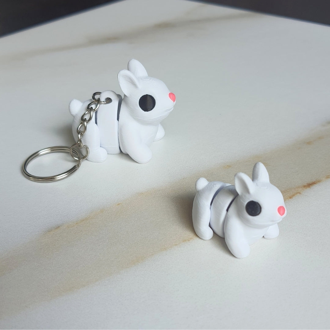 Bunny Minixie® – Flexible 3D Printed Tiny Rabbit Toy, Custom Keychain & Decoration