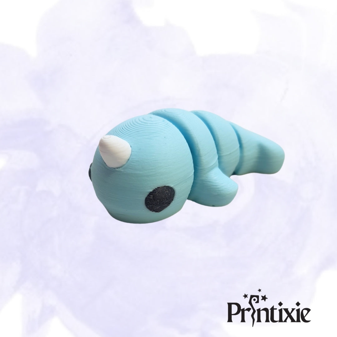 Narwhal Minixie® – Flexible 3D Printed Tiny Sea Unicorn Toy, Custom Keychain & Decoration