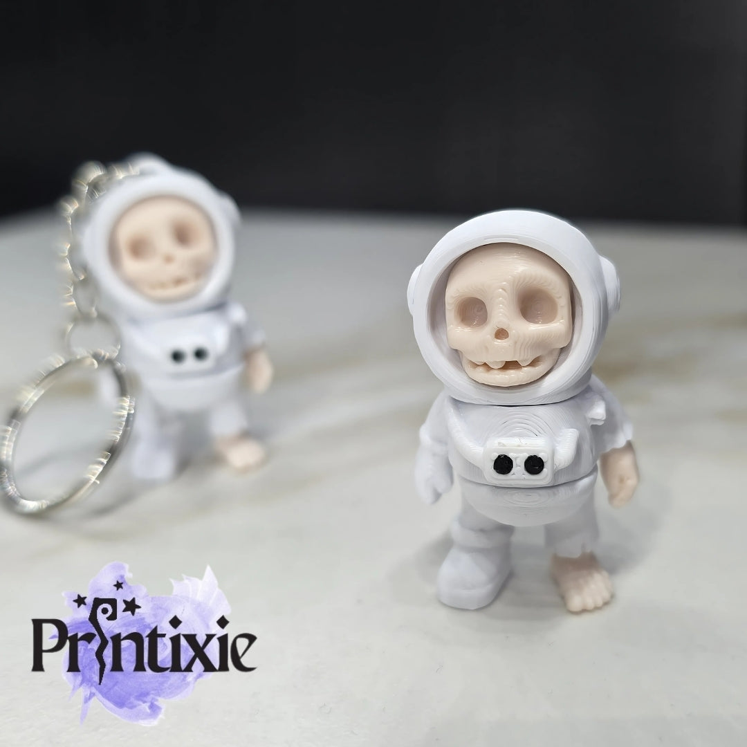 Astronaut Skeleton Minixie® – Flexible 3D Printed Space Skeleton Toy, Custom Keychain & Decoration