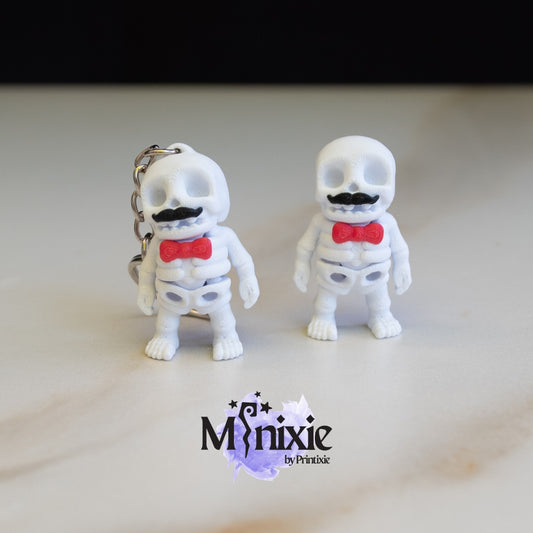 Mr. Skeleton Minixie® – Flexible 3D Printed Skeleton Toy, Custom Keychain & Decoration