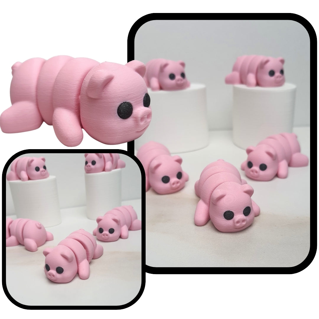 Pig Minixie® – Flexible 3D Printed Tiny Farm Animal Toy, Custom Keychain & Decoration