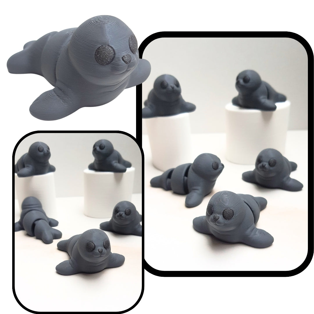Seal Minixie®  – Flexible 3D Printed Tiny Ocean Toy, Custom Keychain & Decoration