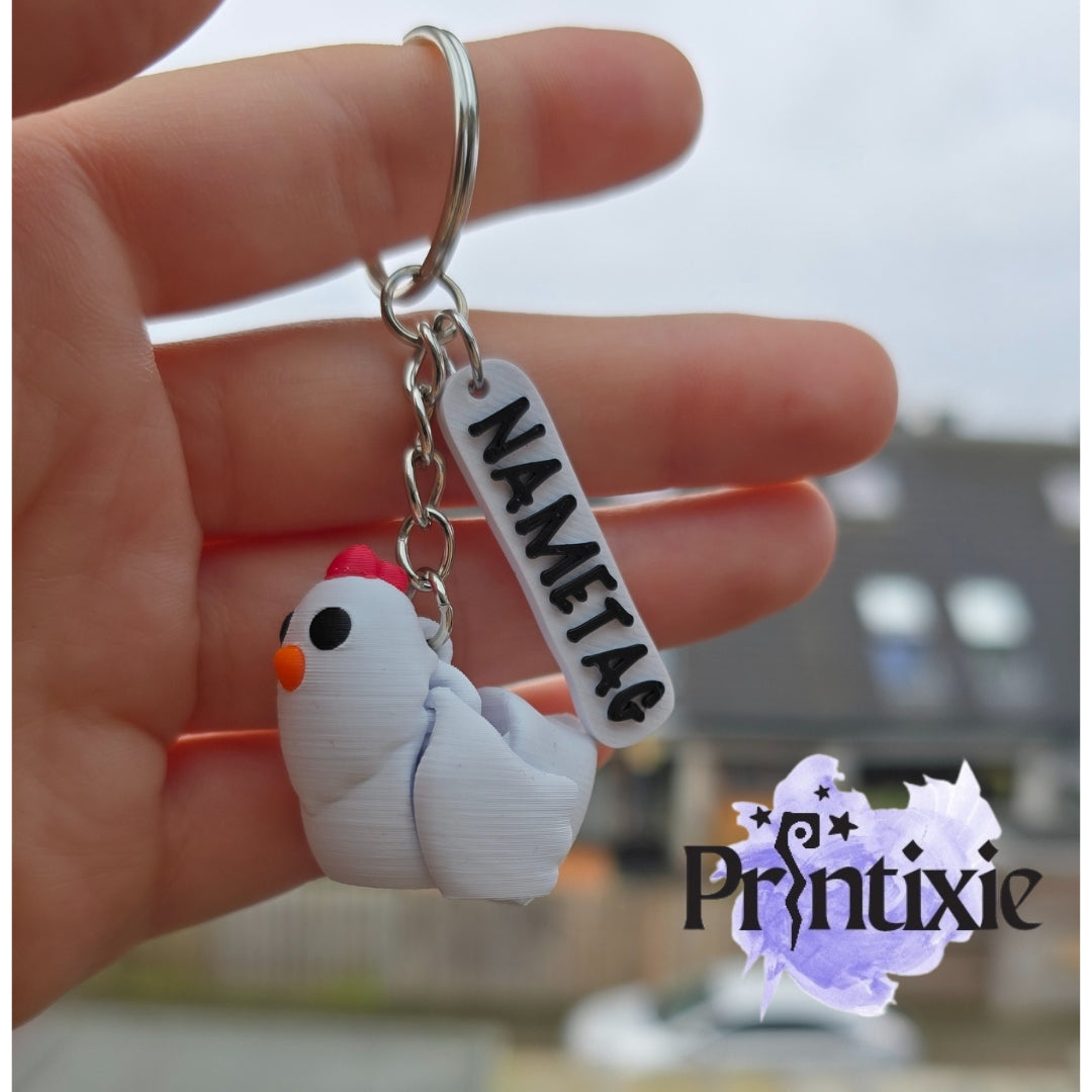 Chicken Minixie® – Flexible 3D Printed Tiny Farm Animal Toy, Custom Keychain & Decoration