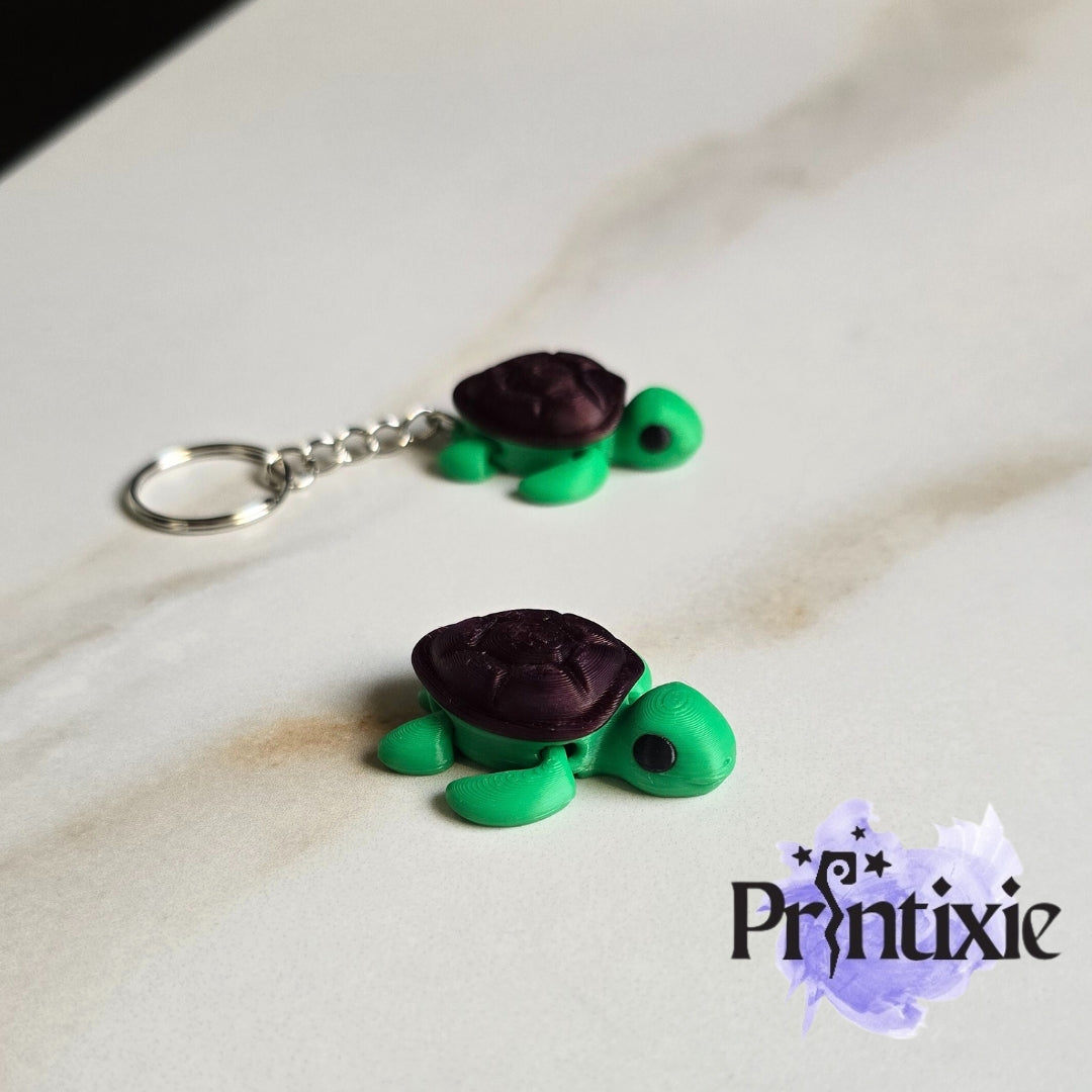 Turtle Minixie® – Flexible 3D Printed Tiny Turtle Toy, Custom Keychain & Decoration