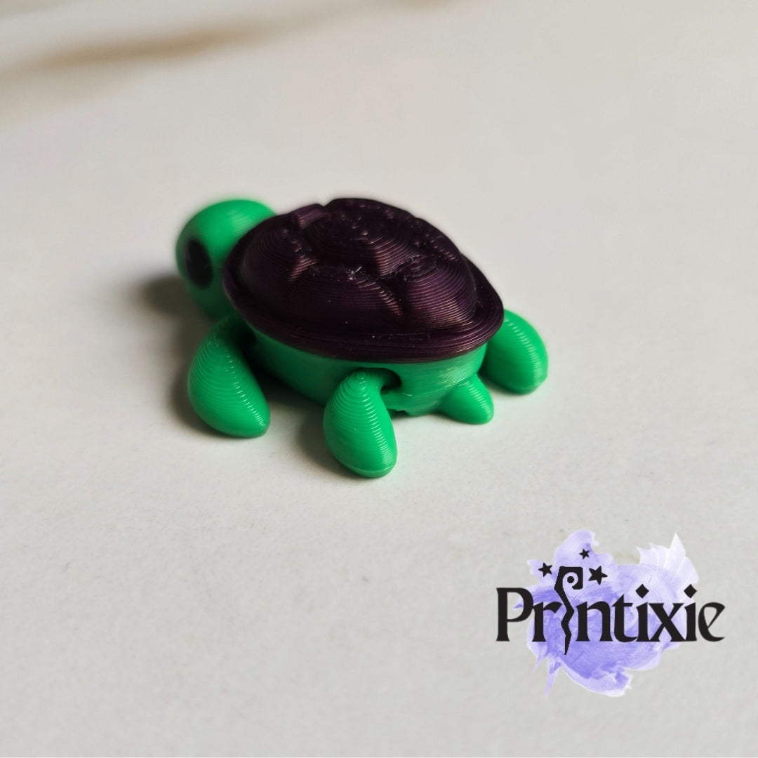Turtle Minixie® – Flexible 3D Printed Tiny Turtle Toy, Custom Keychain & Decoration