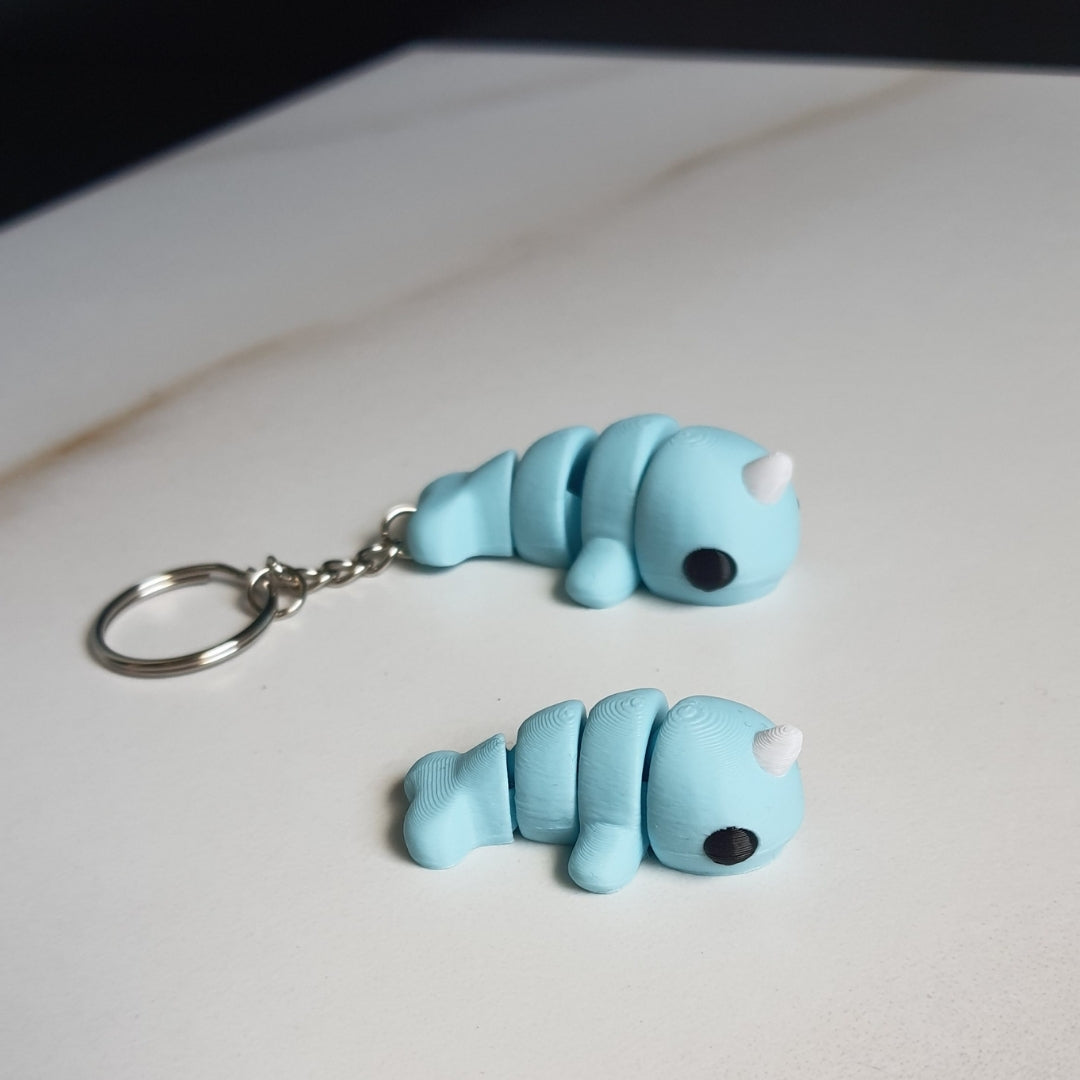 Narwhal Minixie® – Flexible 3D Printed Tiny Sea Unicorn Toy, Custom Keychain & Decoration