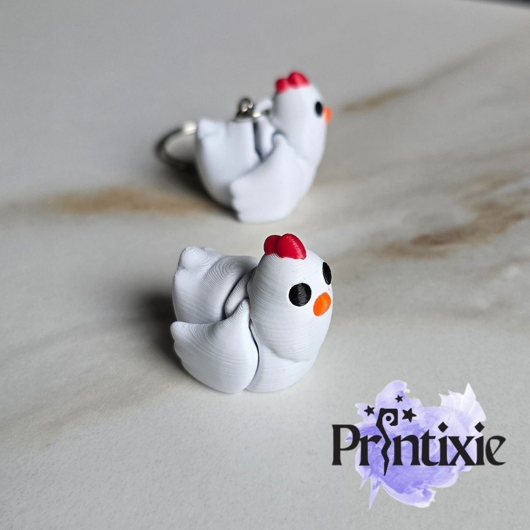 Chicken Minixie® – Flexible 3D Printed Tiny Farm Animal Toy, Custom Keychain & Decoration