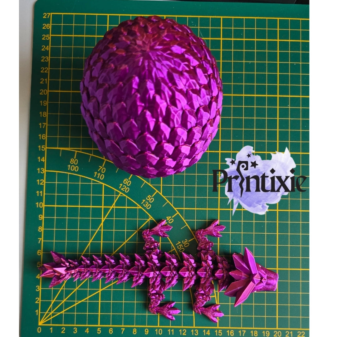 Baby crystal dragon and large dragon egg sizes