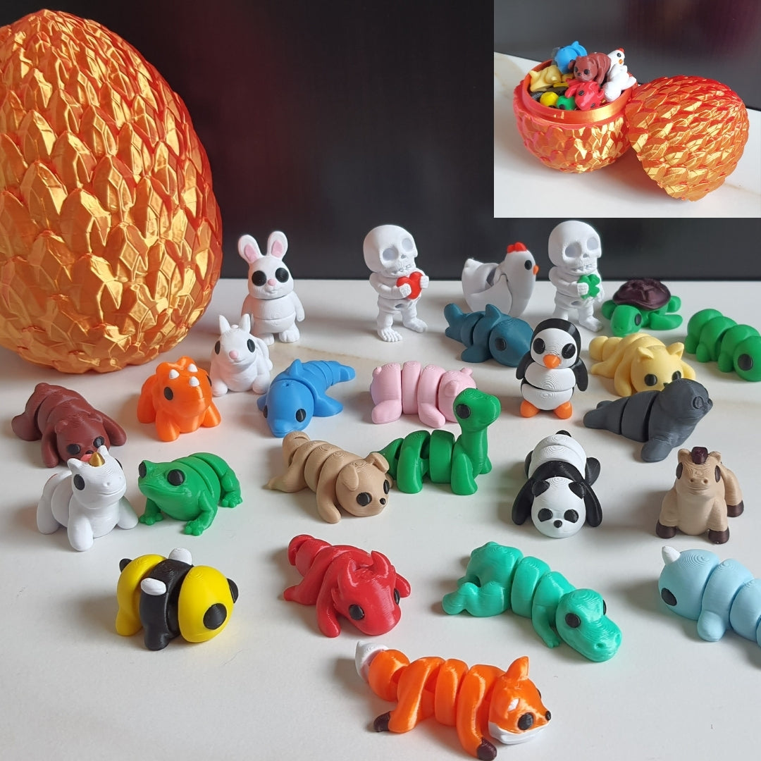 3d printed dragon egg with tiny toys