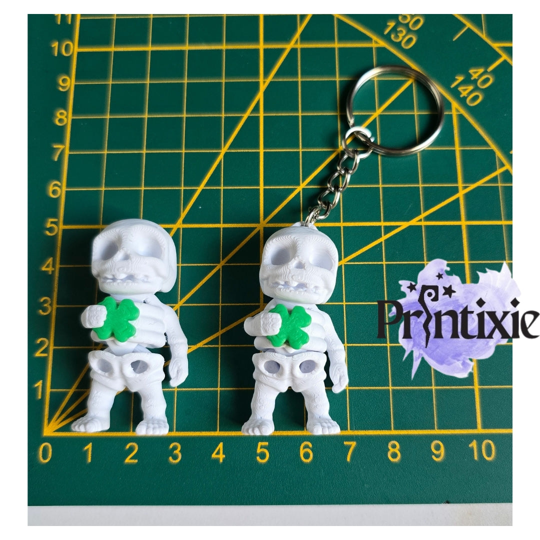 Lucky Skeleton Minixie and keychain Size