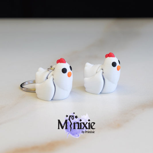 Chicken Minixie™ – Figuurtje & sleutelhanger (naamlabel mogelijk)