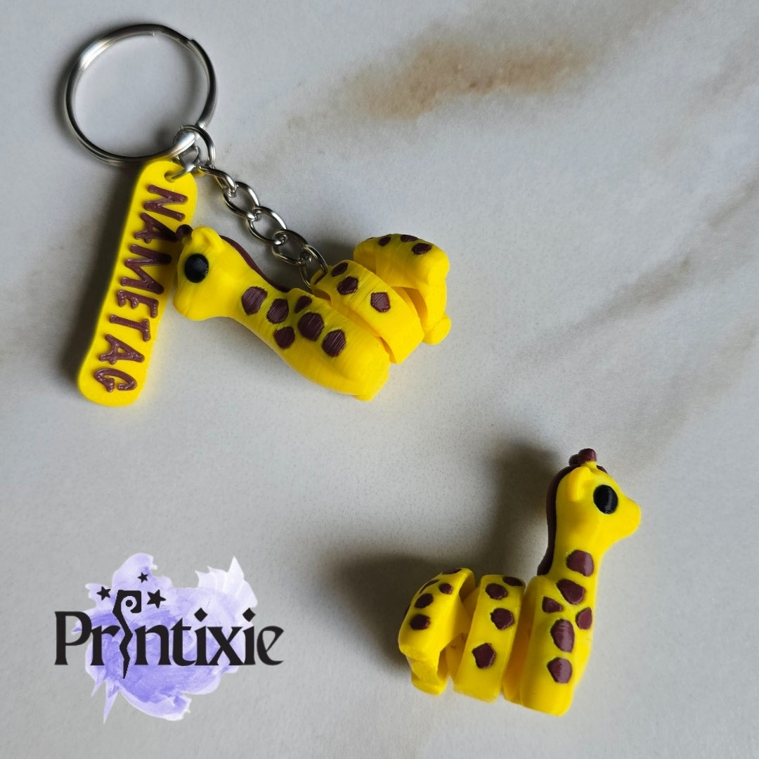 Minixie_Giraffe and keychain with nametag