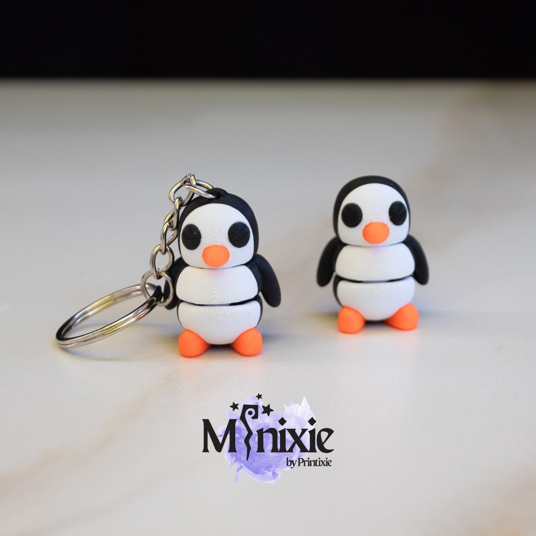 Penguin Minixie™ – Flexible 3D Printed Tiny Penguin Toy, Custom Keychain & Decoration