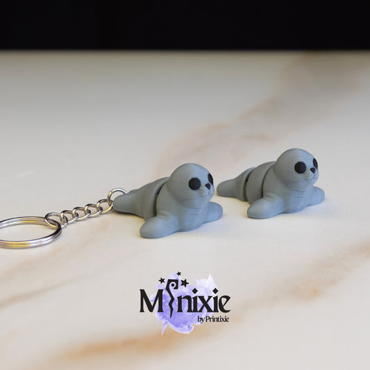 Seal Minixie®  – Flexible 3D Printed Tiny Ocean Toy, Custom Keychain & Decoration