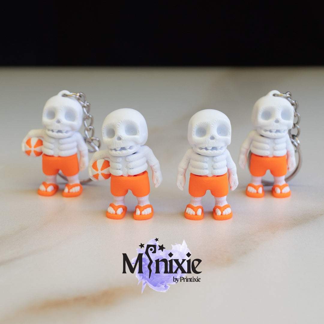 Summer Skeleton Minixie™ – Flexible 3D Printed Beach Skeleton Toy, Custom Keychain & Decoration