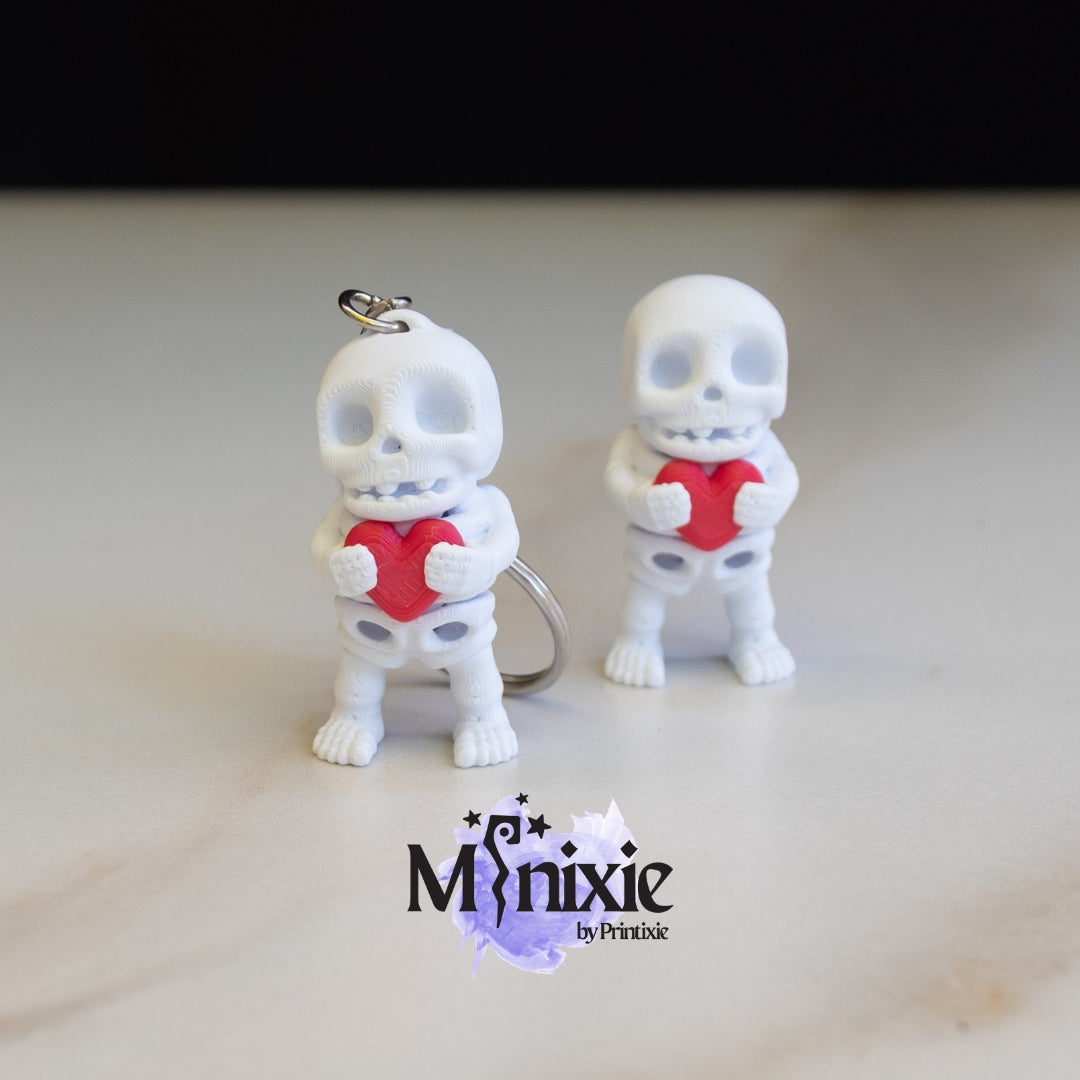 Valentine Skeleton Minixie™ – Flexible 3D Printed Love-Themed Toy, Custom Keychain & Decoration