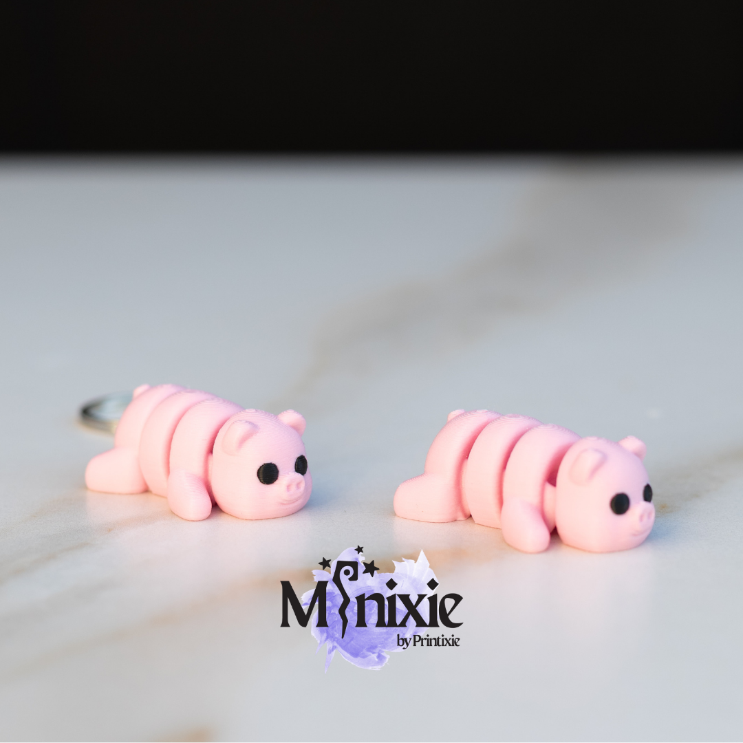 Pig Minixie® – Flexible 3D Printed Tiny Farm Animal Toy, Custom Keychain & Decoration