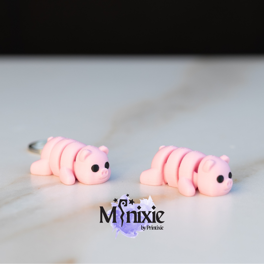 Pig Minixie® – Flexible 3D Printed Tiny Farm Animal Toy, Custom Keychain & Decoration