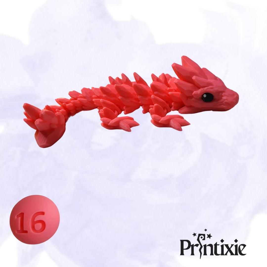 Printixie baby gemstone dragon – flexible pink 3D printed fantasy toy for collectors
