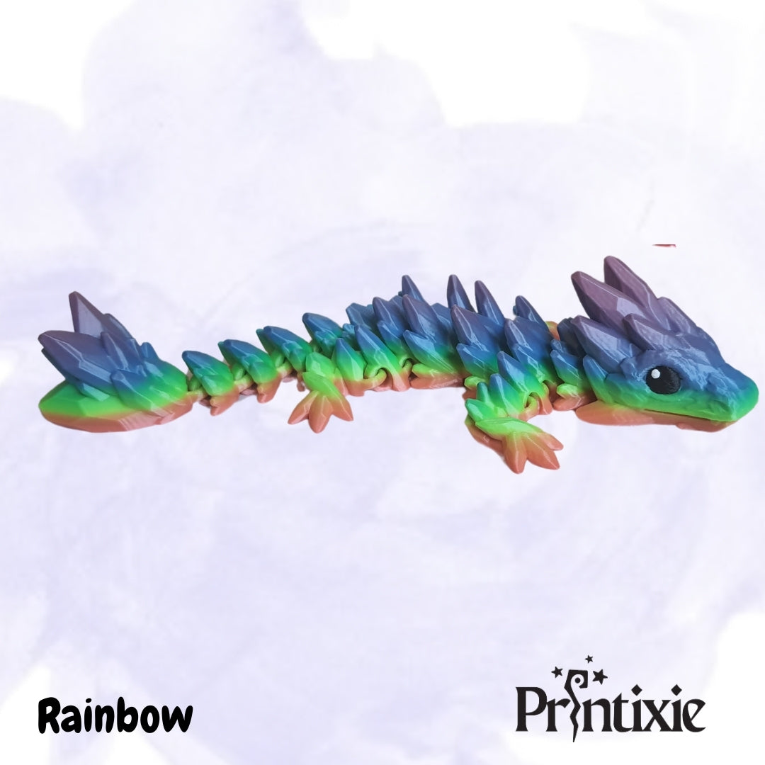 Printixie baby gemstone dragon – flexible rainbow 3D printed fantasy toy for collectors