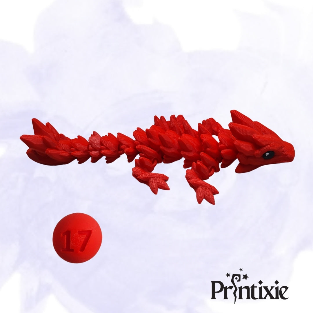Printixie baby gemstone dragon – flexible red 3D printed fantasy toy for collectors