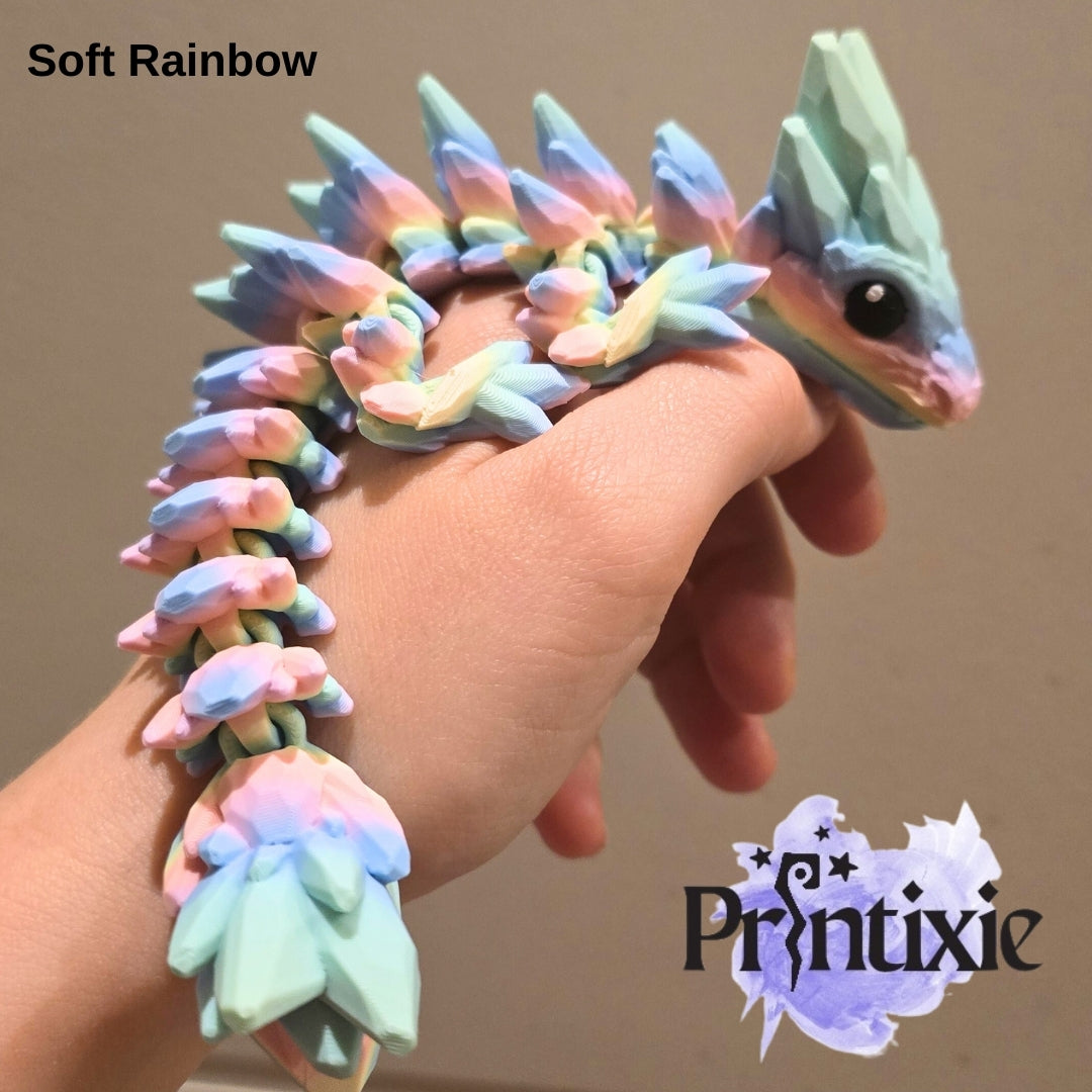 Soft Rainbow Baby Gemstone Dragon by Printixie