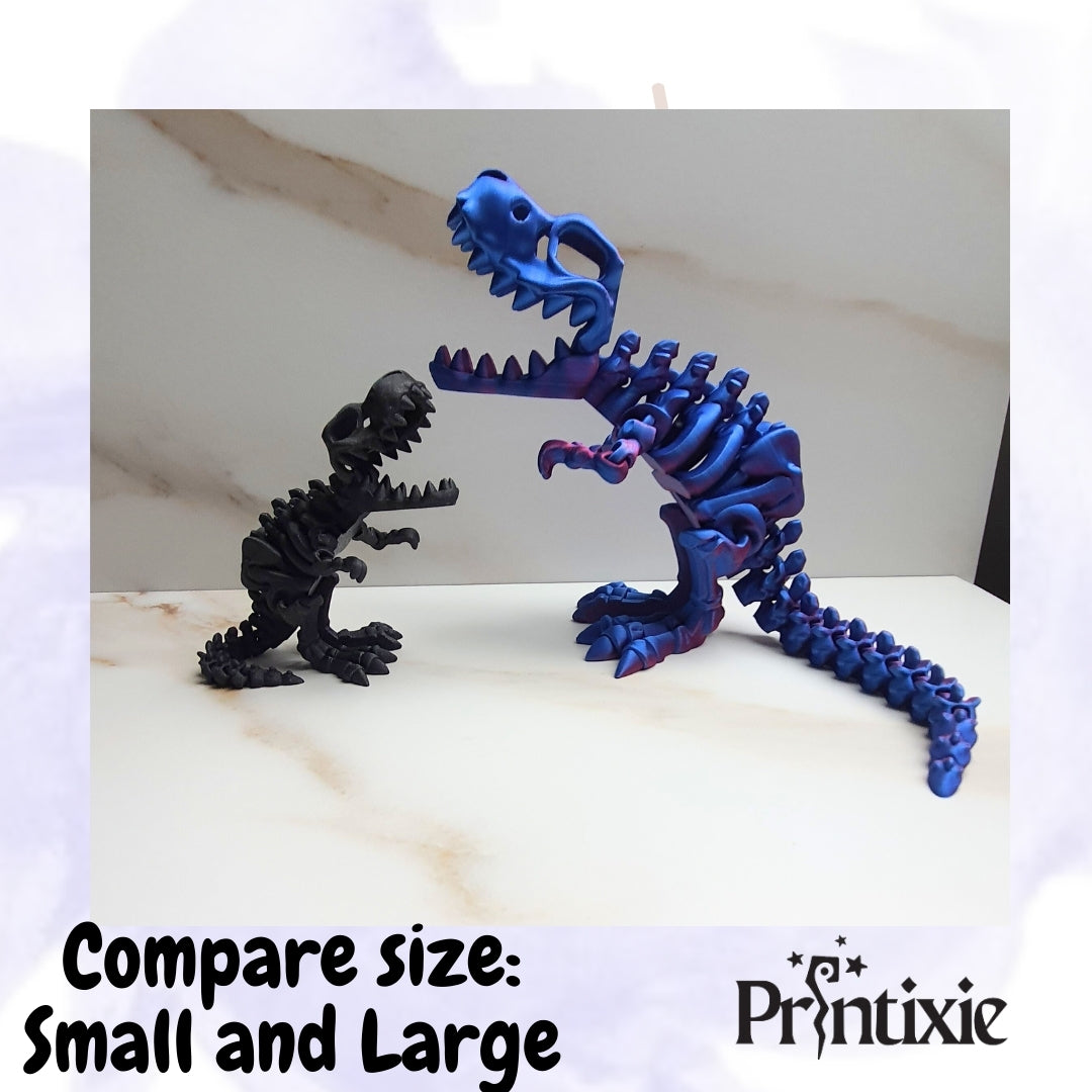 Standing Trex with bone by Printixie- compare size