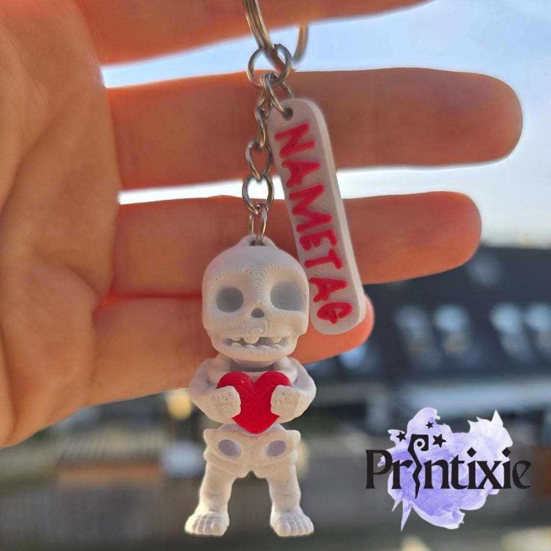 Valentine_Skeleton Minixie keychain with nametag