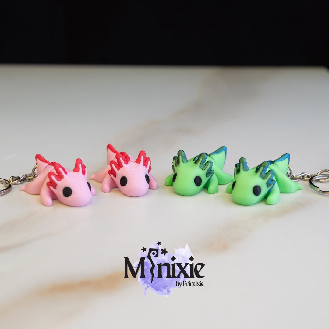 3d printed green and pink axolotl - Made by Printixie