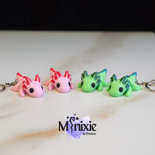 3d printed green and pink axolotl - Made by Printixie