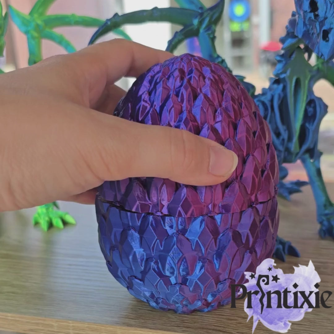 Printixie baby gemstone dragon – with Large Dragon Egg