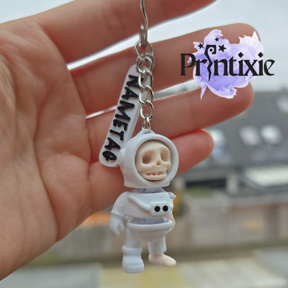 Tiny Skeleton Astronaut & Keychain