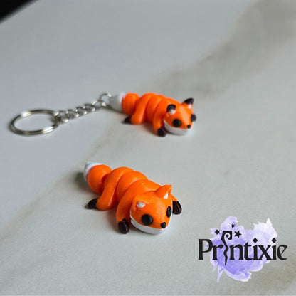 Tiny Fox 3D Printed - Flexible Toy, Custom Keychain & Decoration