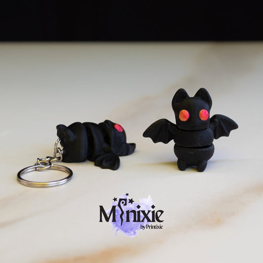 Bat Minixie™ – Flexible 3D Printed Tiny Bat Toy, Custom Keychain & Decoration