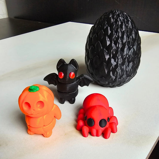 Halloween Egg With Spider, Bat and Pumpkin