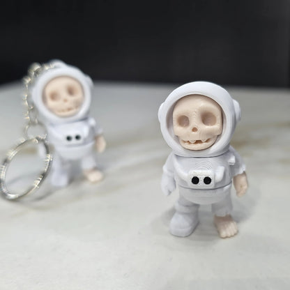 Tiny Skeleton Astronaut & Keychain