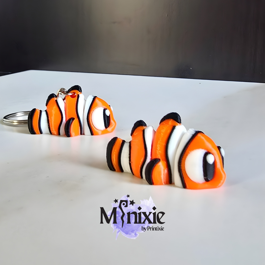 Clownfish Minixie® – Flexible 3D Printed Toy, Custom Keychain & Decoration