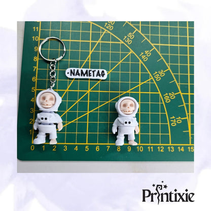 Tiny Skeleton Astronaut & Keychain