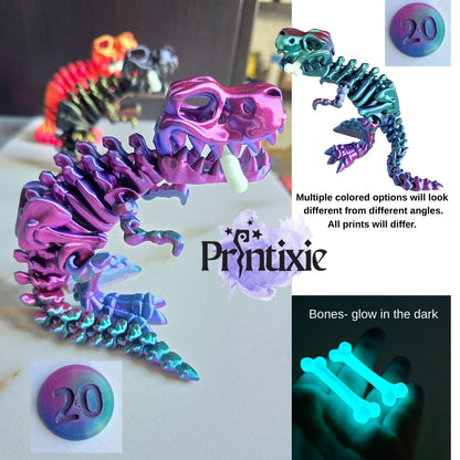 Articulated Trex toy- display by Printixie