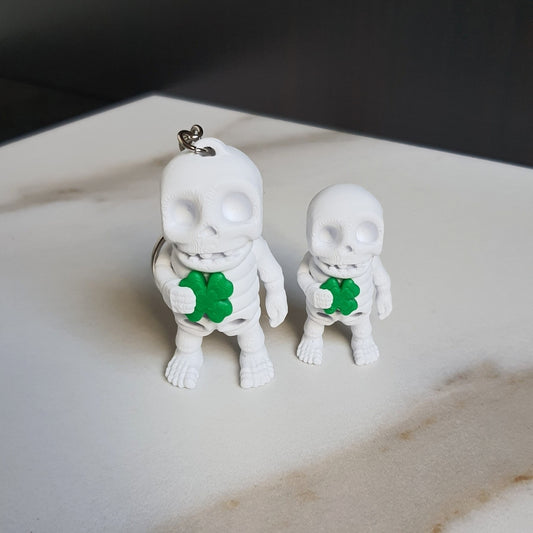 Tiny Lucky Clover Skeleton & Keychain