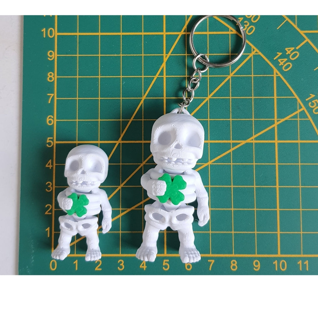 Tiny Lucky Clover Skeleton & Keychain