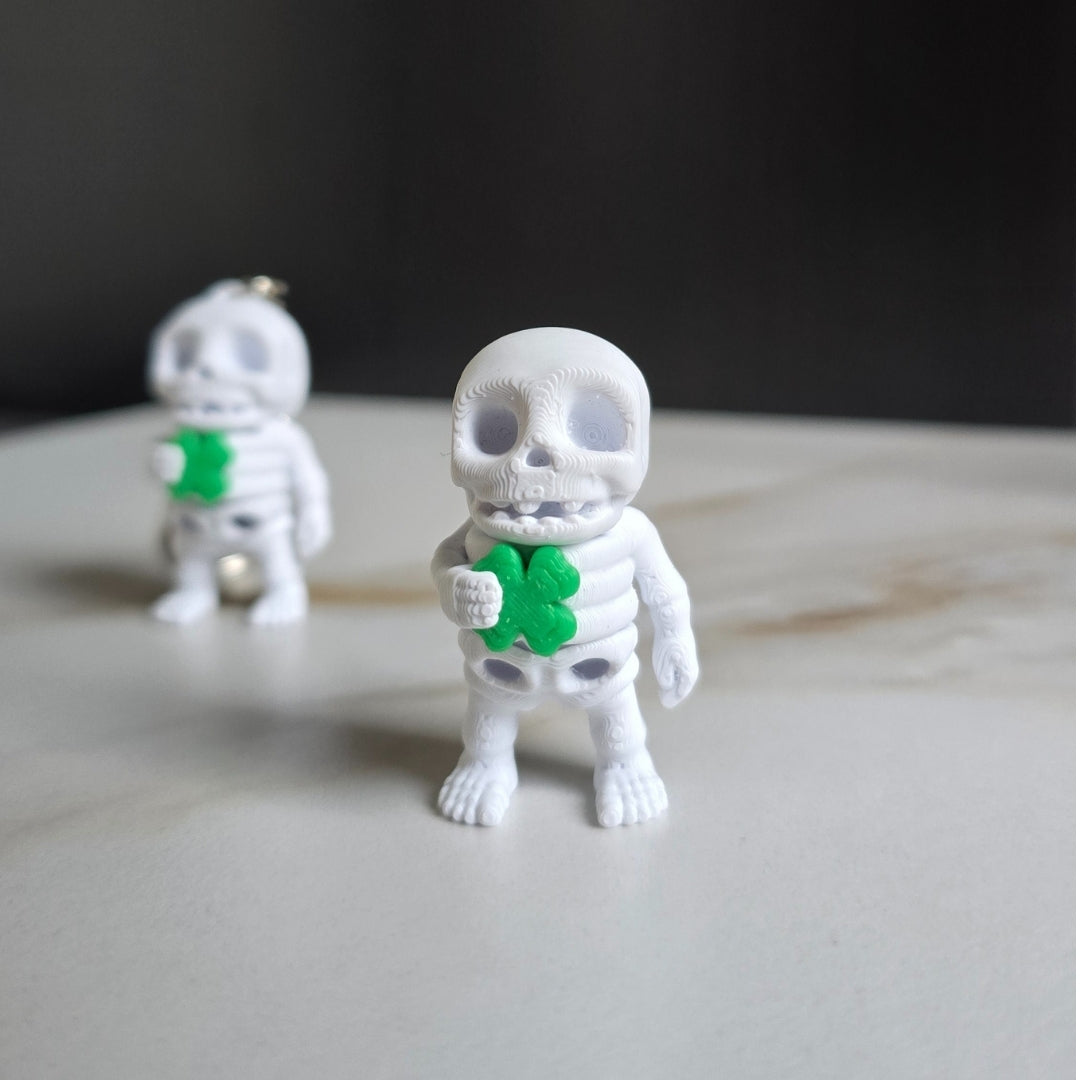 Tiny Lucky Clover Skeleton & Keychain