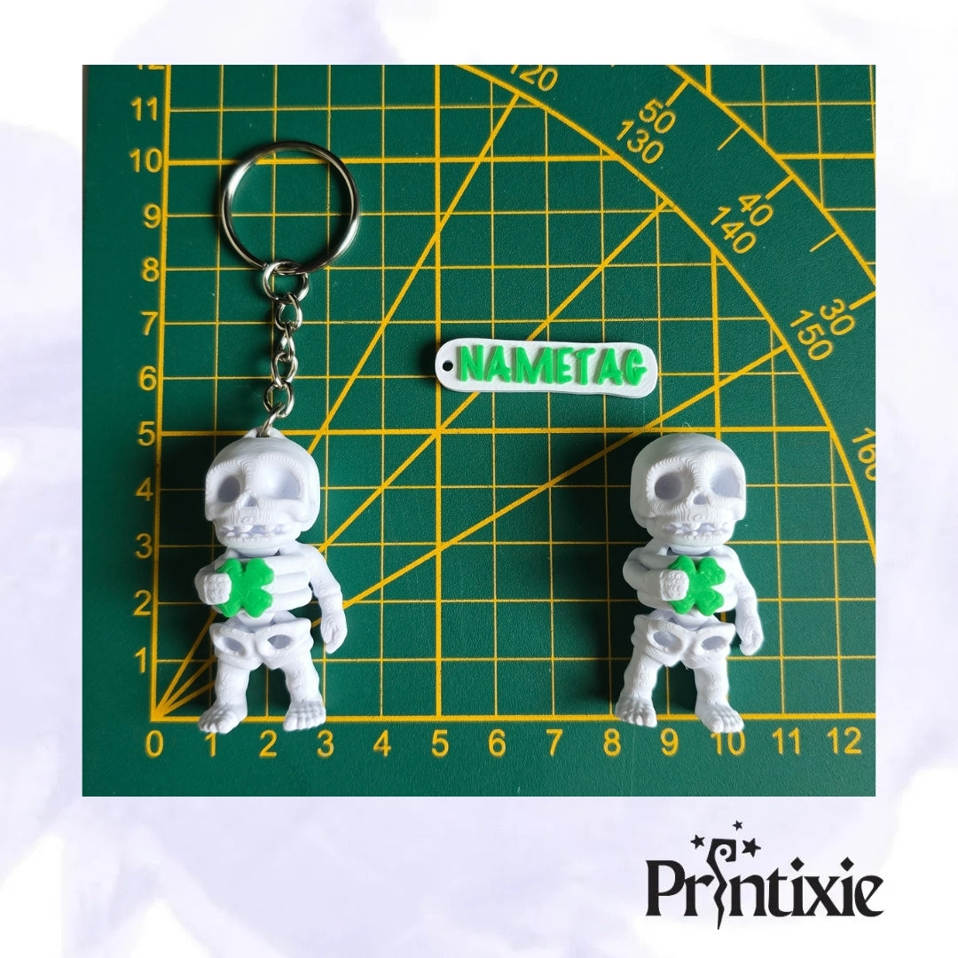 Tiny Lucky Clover Skeleton & Keychain