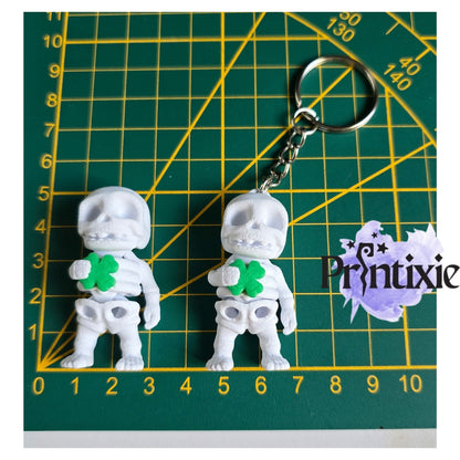 Lucky Skeleton Minixie and keychain Size