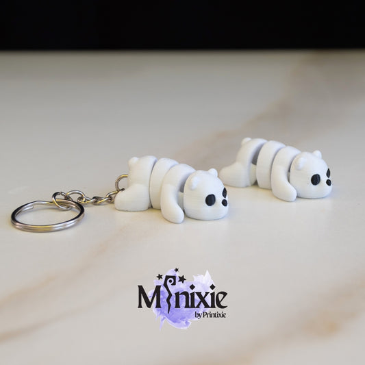 Ice Bear Minixie™ – Flexible 3D Printed Tiny Polar Toy, Custom Keychain & Decoration