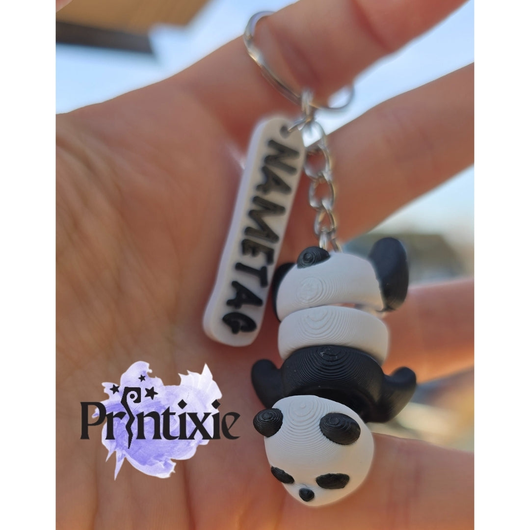 Panda minixie keychain with nametag