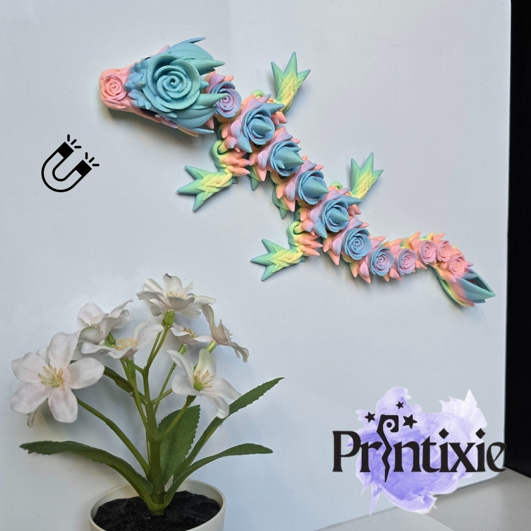 Rose Dragon Magnet - Soft Rainbow