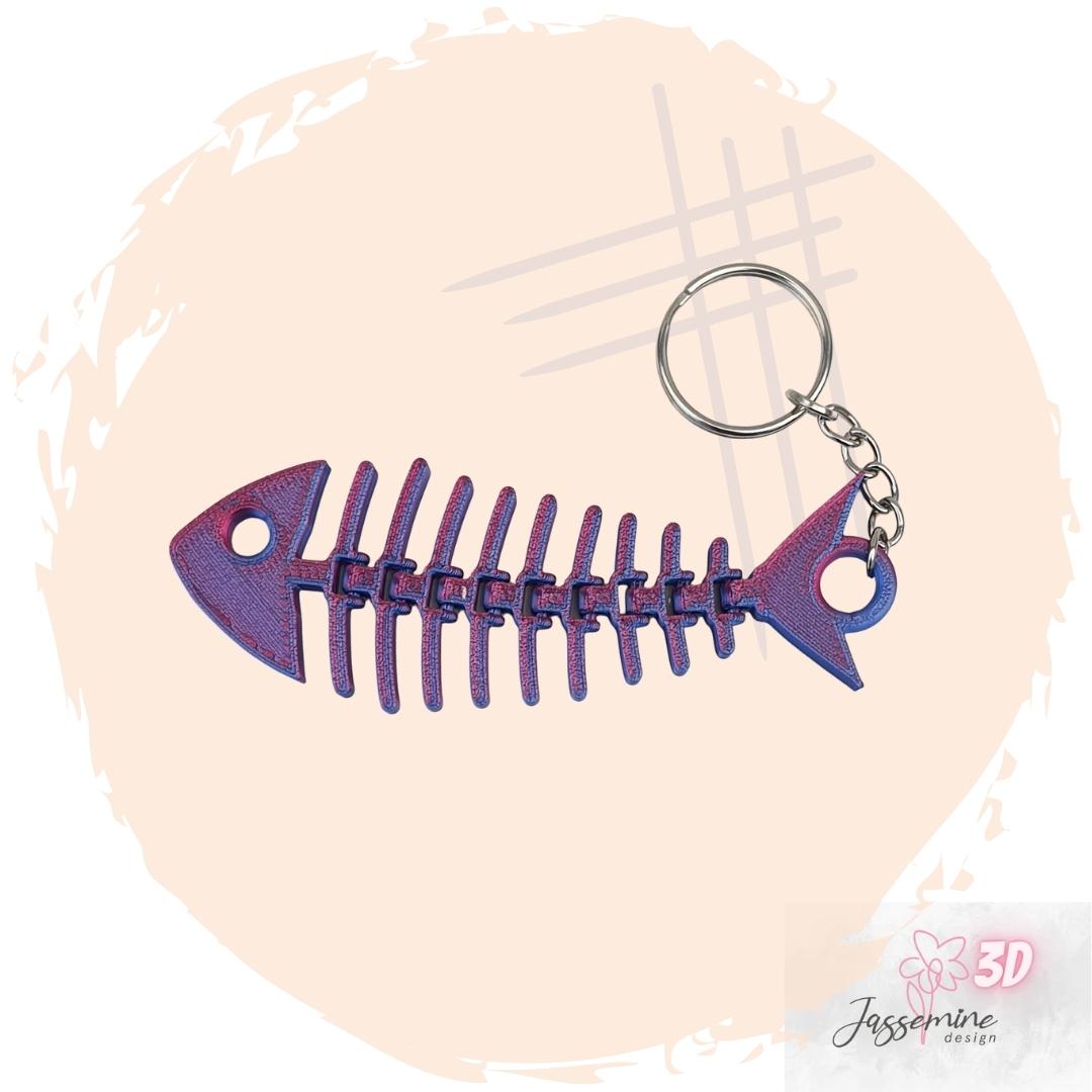 Fish Bone Keychain - 3D Printed