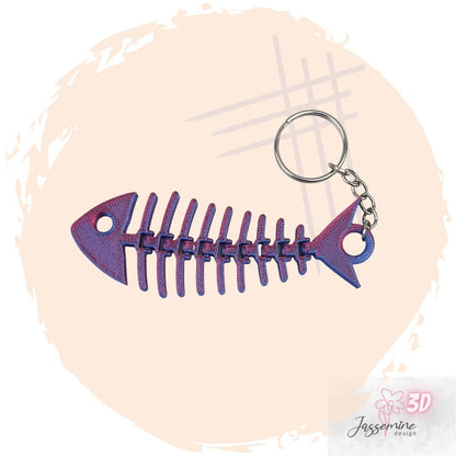 Fish Bone Keychain - 3D Printed