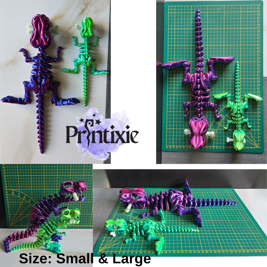 Standing Trex with bone by Printixie- Compare 2 sizes